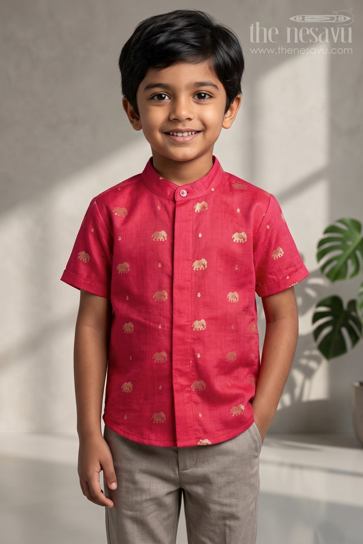 Boys Traditional Silk Shirt for Festive Photos and Cultural Events