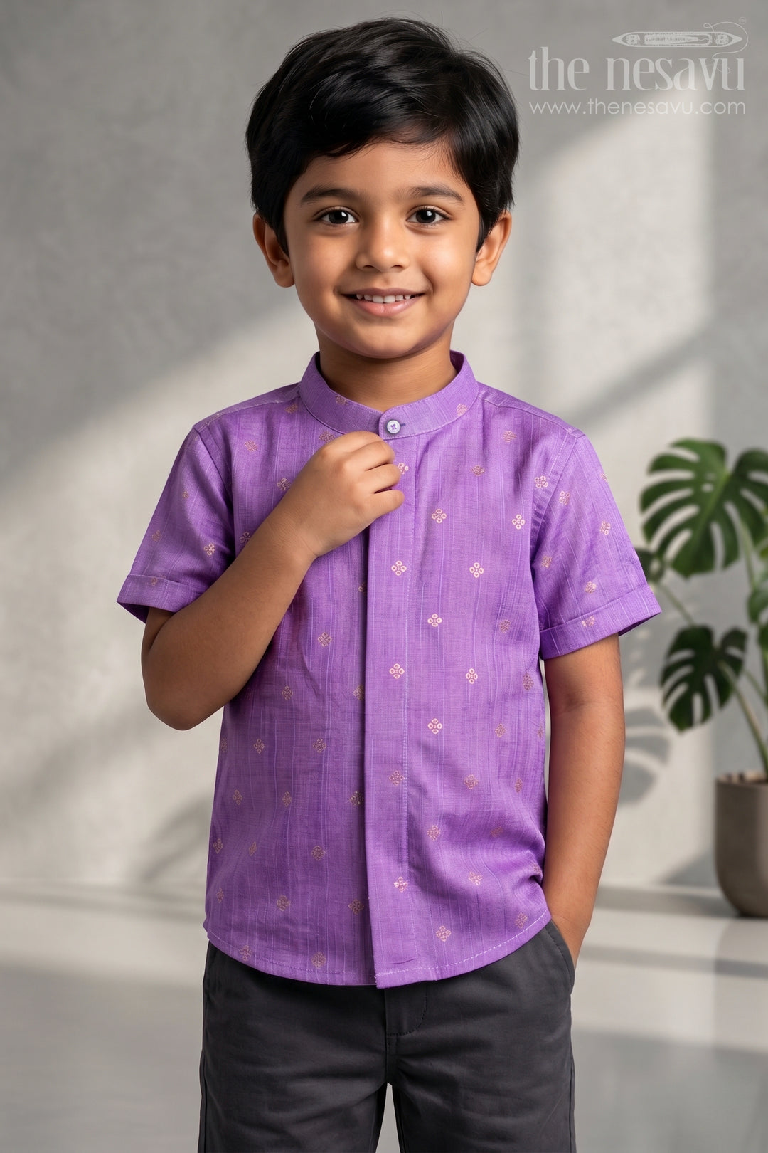 Boys Festive Silk Shirt for Temple Visits and Special Occasions
