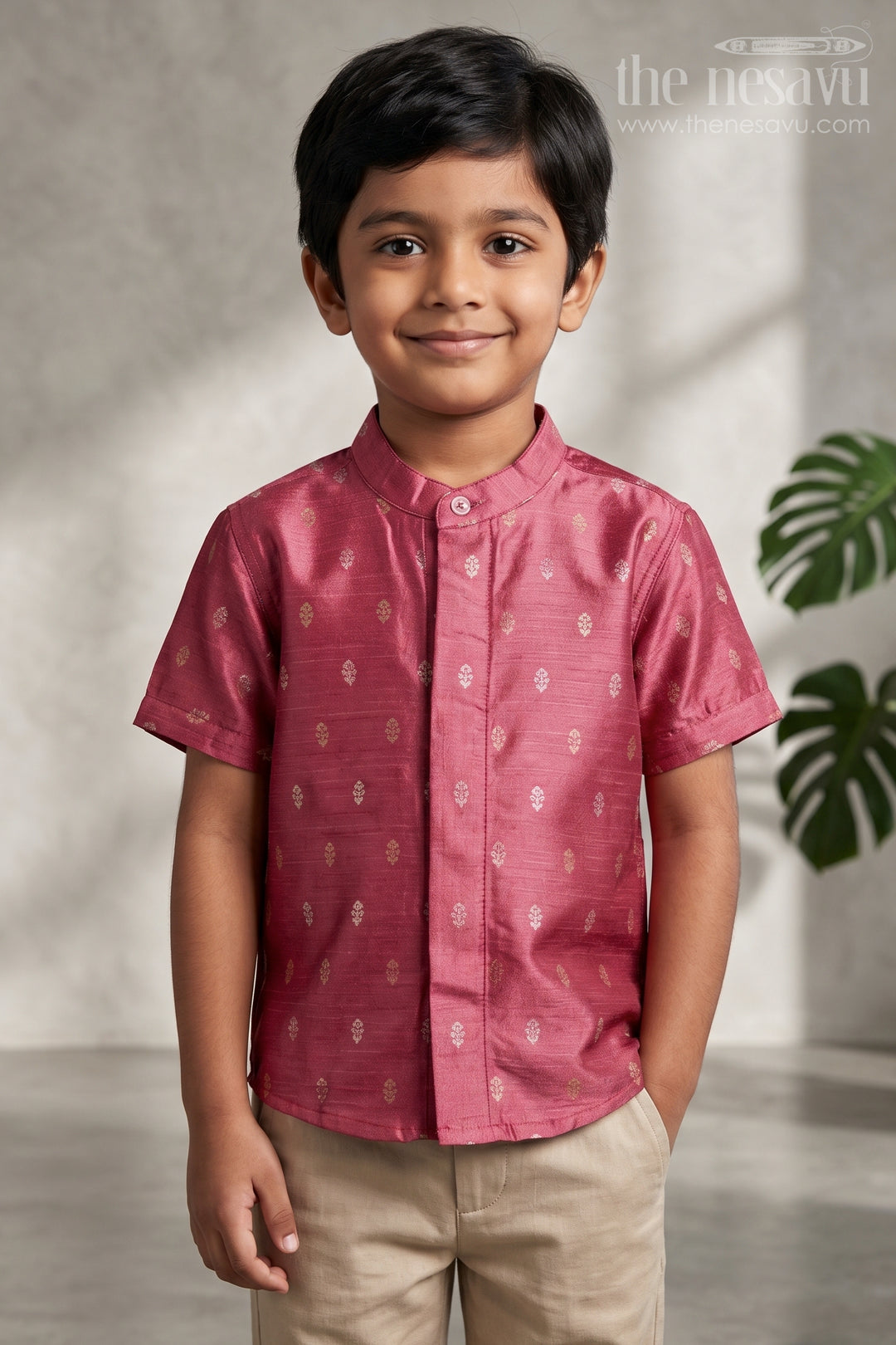 Boys Traditional Silk Shirt for Festive Photos and Cultural Programs