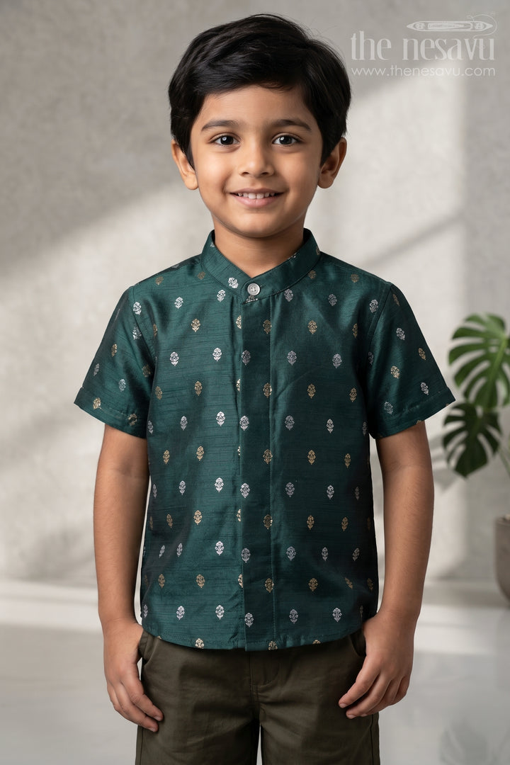Boys Ethnic Silk Shirt for Festive Traditions and Temple Celebrations