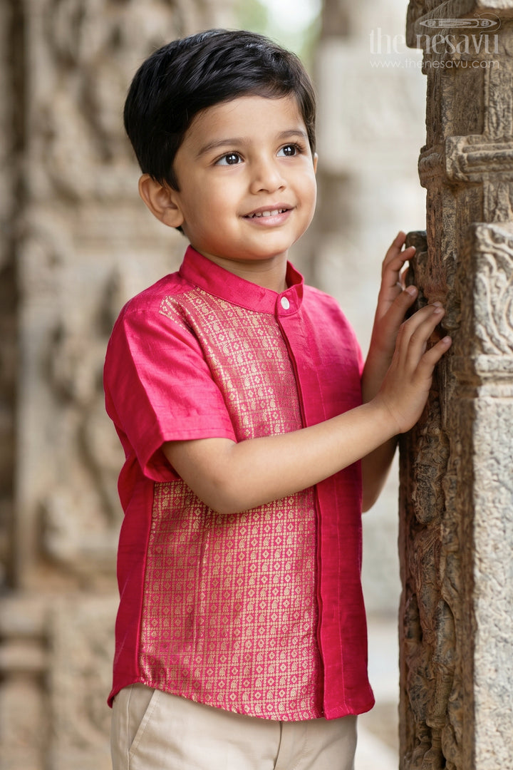 Boys Raw Silk Shirt for Cultural Events and Festive Celebrations