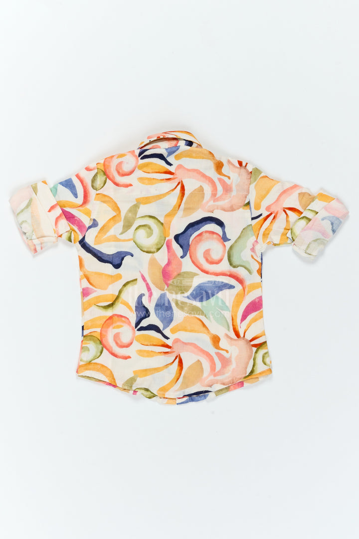 Boys Abstract Print Muslin Shirt for Holidays Birthdays and Creative Casual Wear