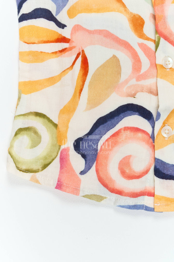 Boys Abstract Print Muslin Shirt for Holidays Birthdays and Creative Casual Wear