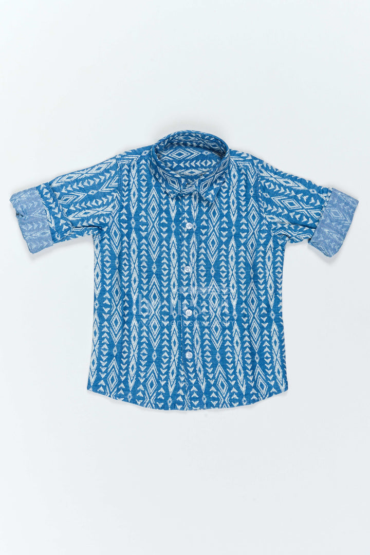 Boys Geometric Print Shirt for Festive Lunches Travel and Weekend Occasions