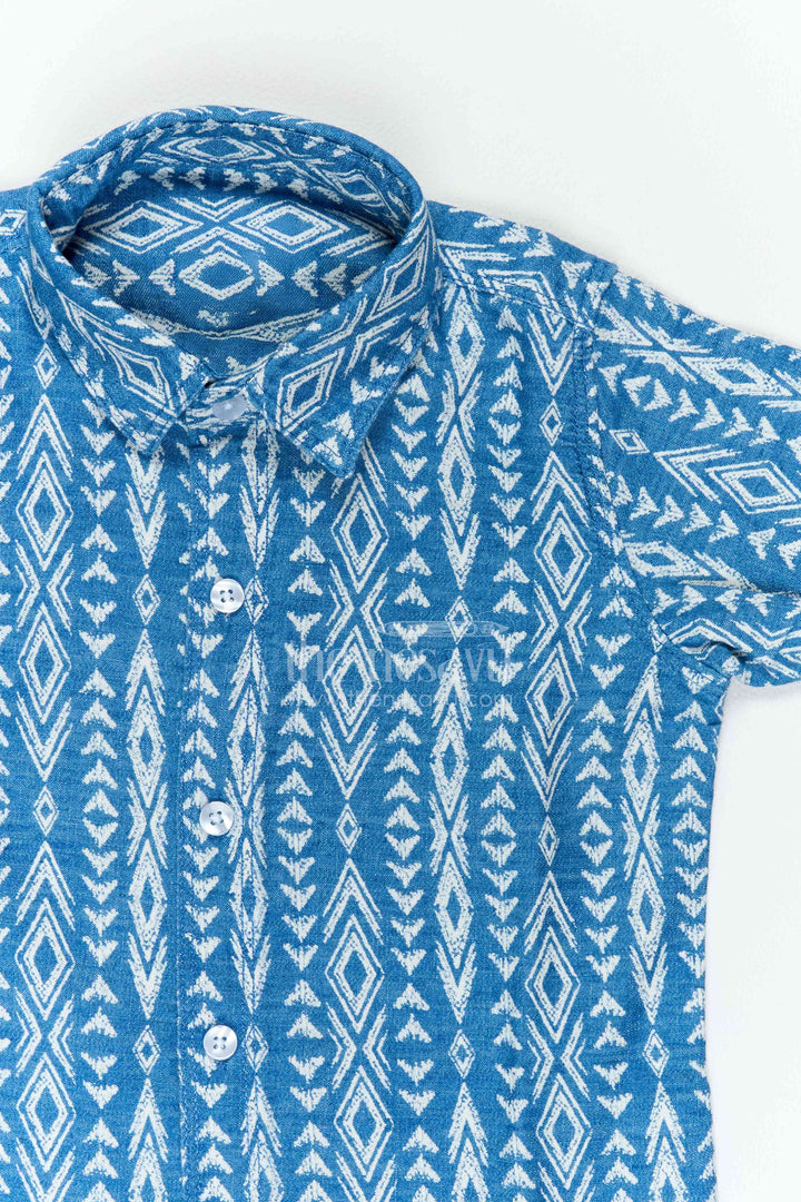 Boys Geometric Print Shirt for Festive Lunches Travel and Weekend Occasions