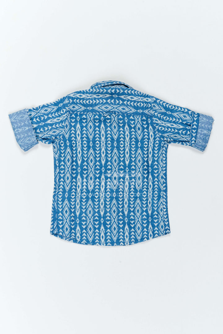 Boys Geometric Print Shirt for Festive Lunches Travel and Weekend Occasions