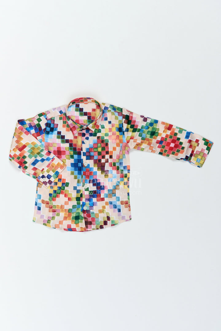 Boys Mosaic Print Shirt for Birthdays Holidays and Creative Weekend Outings