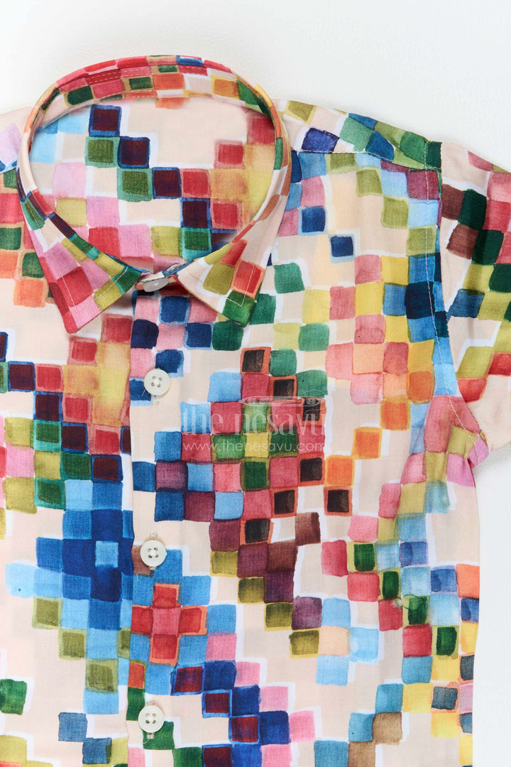 Boys Mosaic Print Shirt for Birthdays Holidays and Creative Weekend Outings