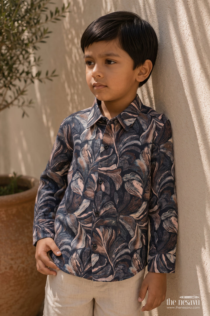 Boys Botanical Print Shirt for Parties Family Dinners and Smart Occasions