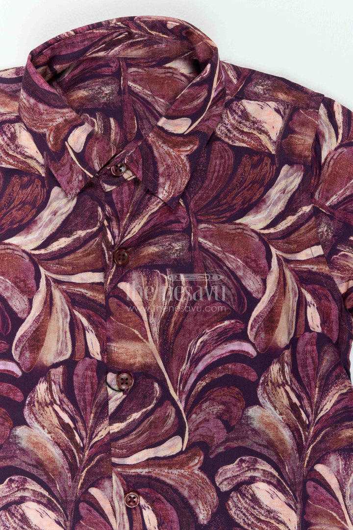 Boys Leaf Print Shirt for Festive Dinners Birthdays and Stylish Family Outings