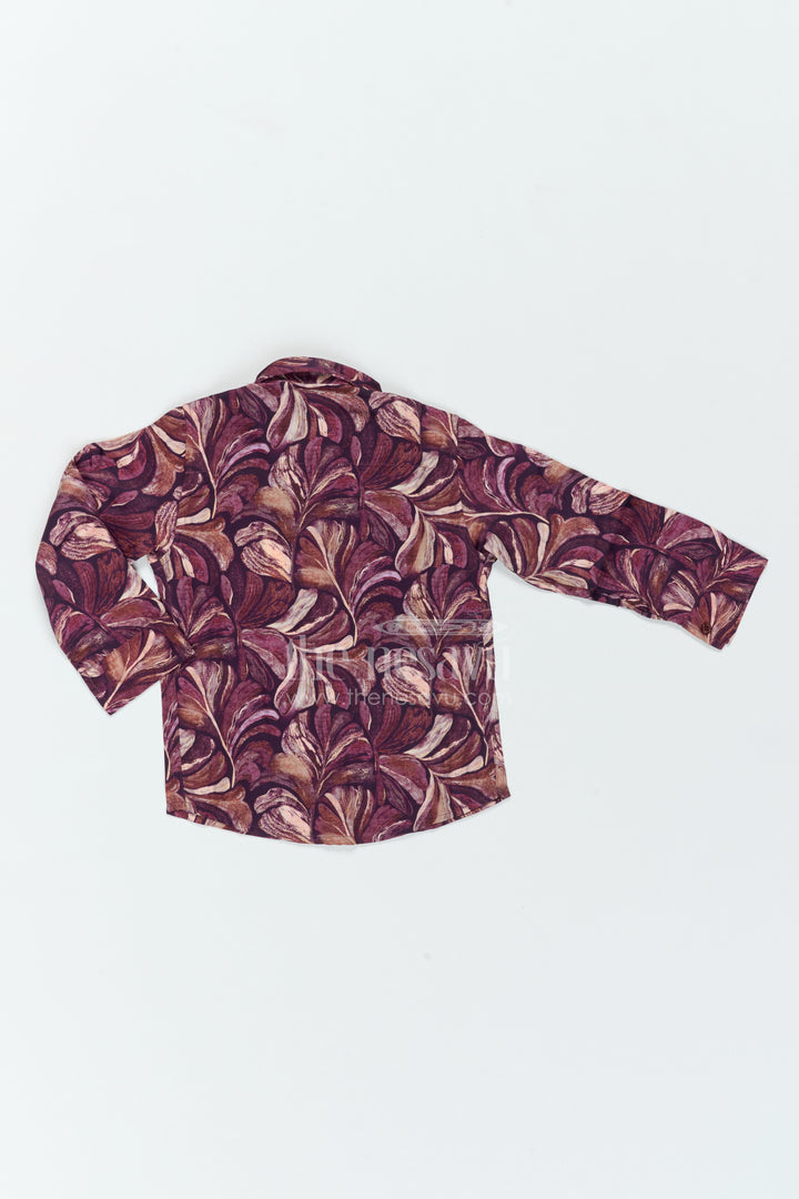 Boys Leaf Print Shirt for Festive Dinners Birthdays and Stylish Family Outings