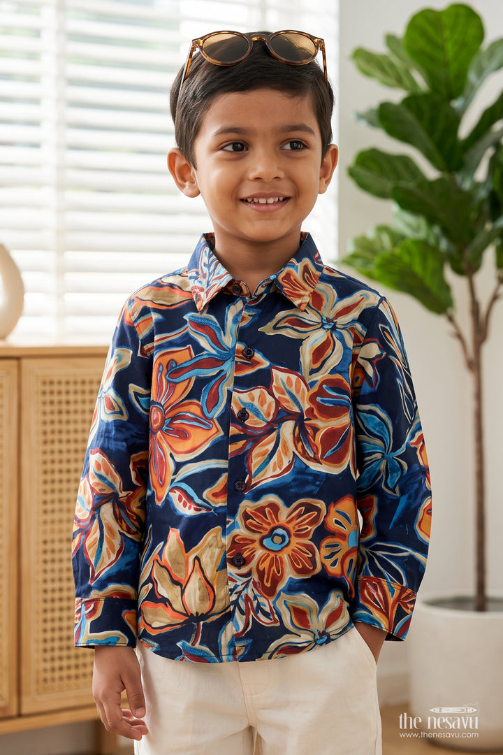 Boys Floral Print Shirt for Birthdays Parties and Family Celebrations