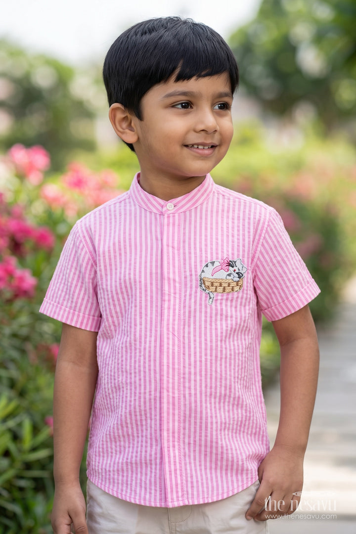 Boys Shirt for Kids in Pink with an Occasion Ready Finish