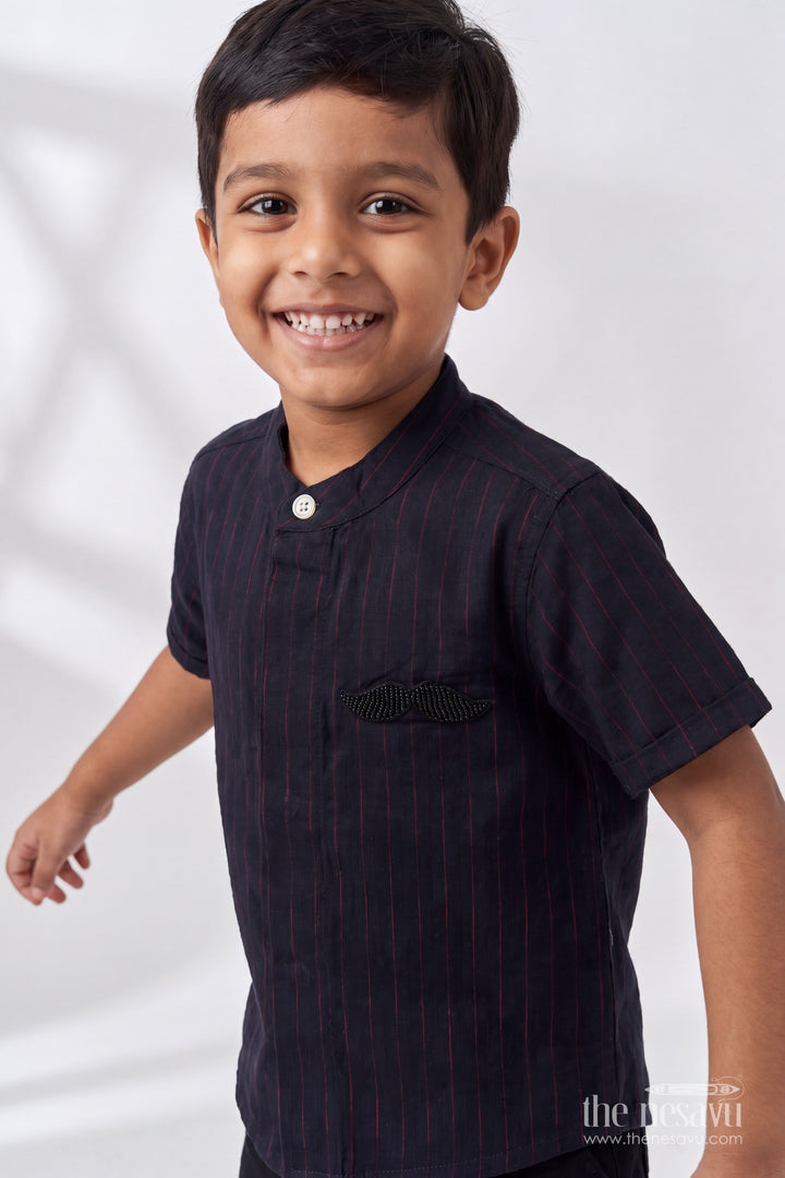 Boys Cotton Shirt in Black with Smart Tailoring