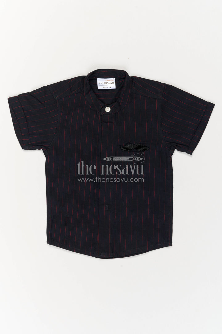 Boys Cotton Shirt in Black with Smart Tailoring