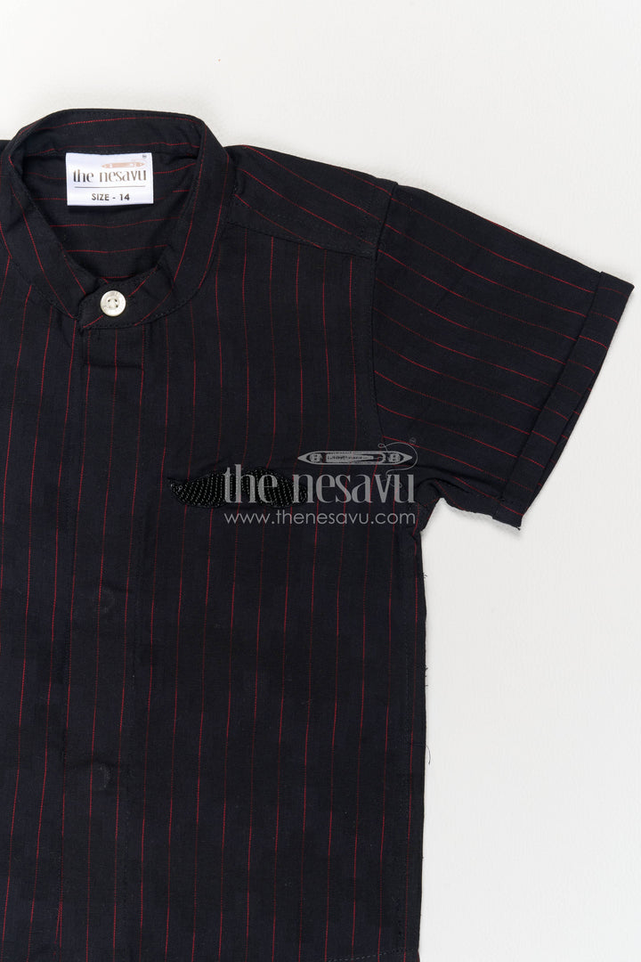 Boys Cotton Shirt in Black with Smart Tailoring