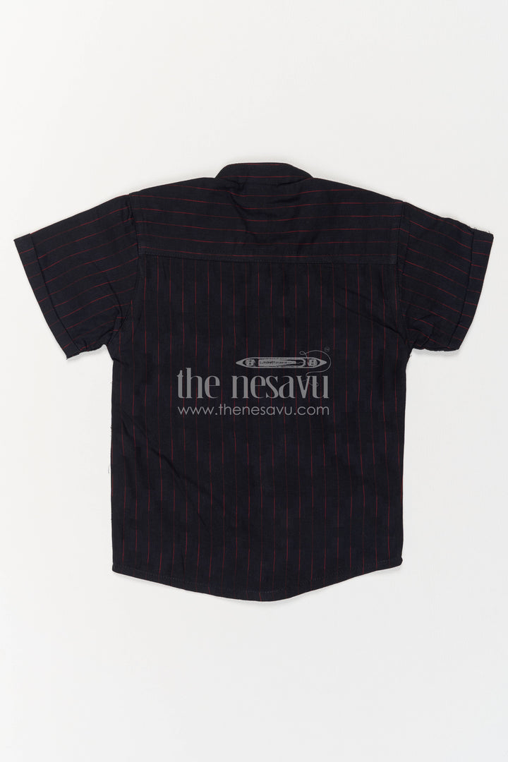 Boys Cotton Shirt in Black with Smart Tailoring