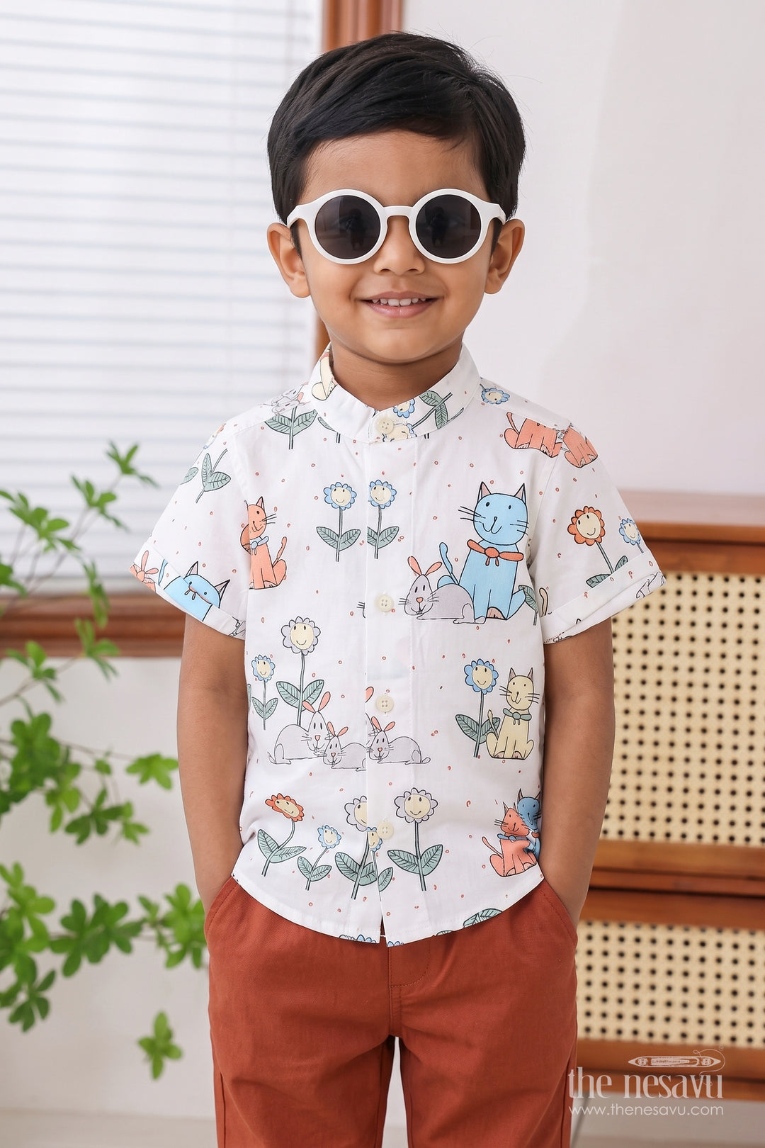 Boys Cotton Shirt with Digital Print for Family Functions