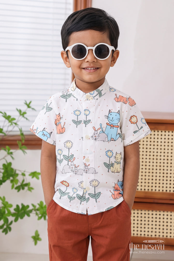 Boys Cotton Shirt with Digital Print for Family Functions