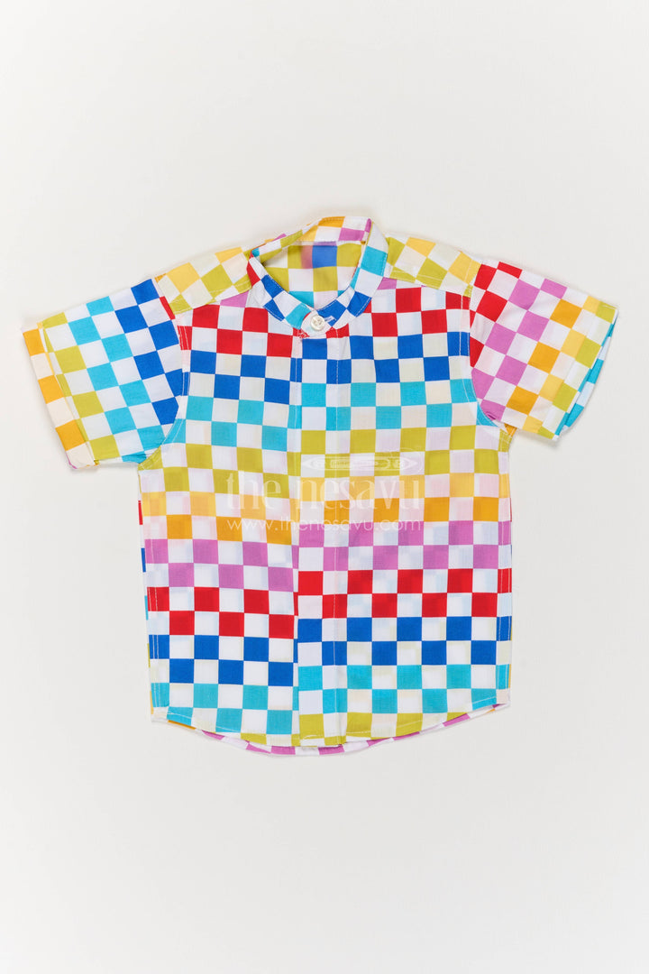 Boys Cotton Shirt in Multicolor with Smart Tailoring