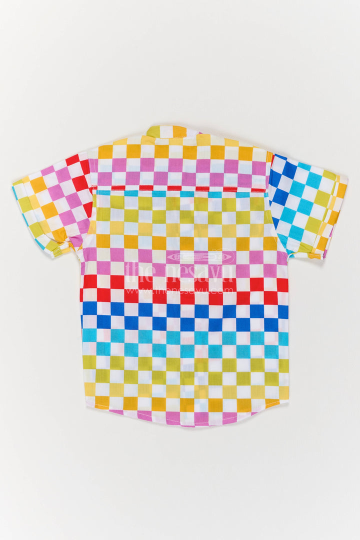 Boys Cotton Shirt in Multicolor with Smart Tailoring