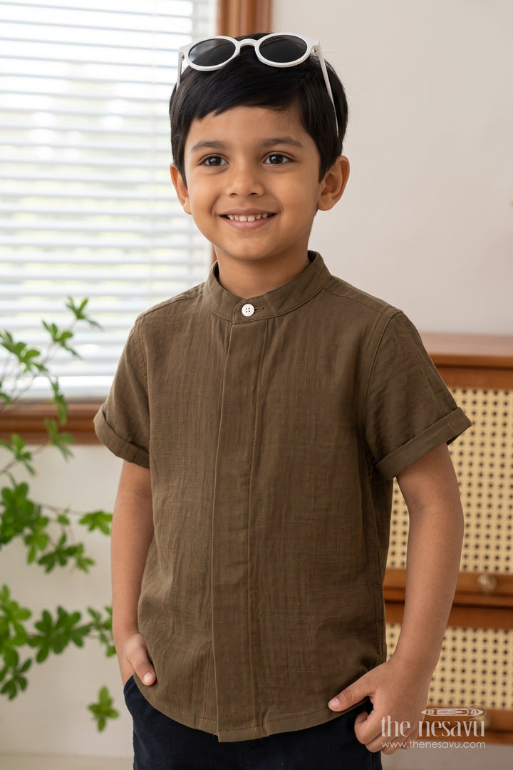 Boys Casual Shirt in Brown for Festive Gatherings