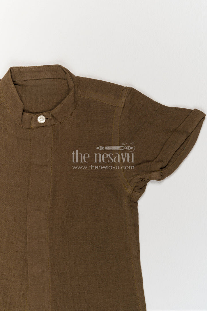 Boys Casual Shirt in Brown for Festive Gatherings