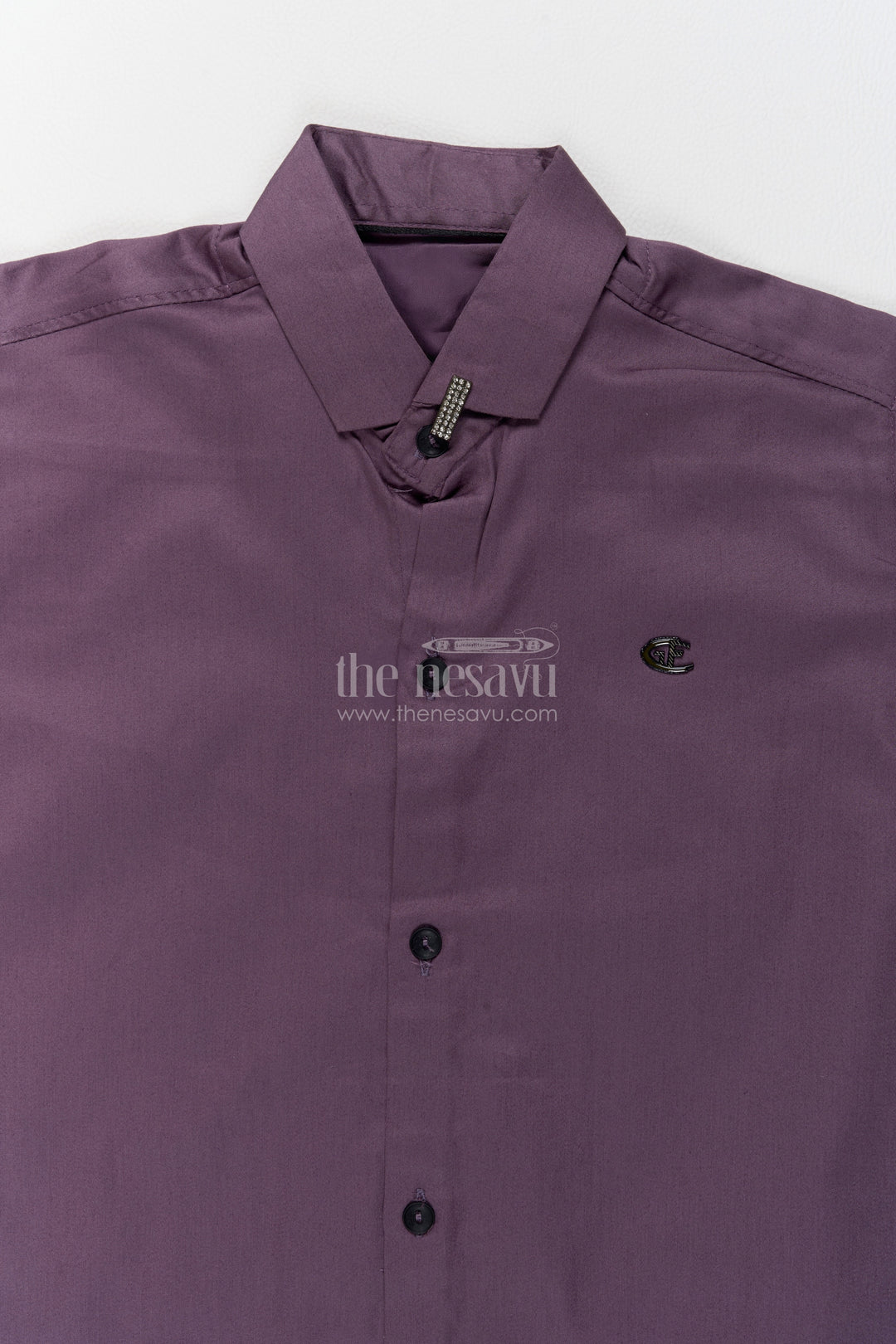 Boys Cotton Shirt in Purple with Smart Tailoring