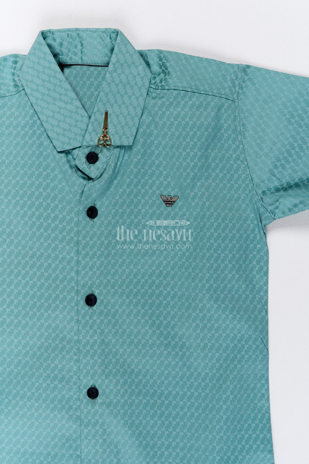 Boys Cotton Shirt in Turquoise for Portrait Days