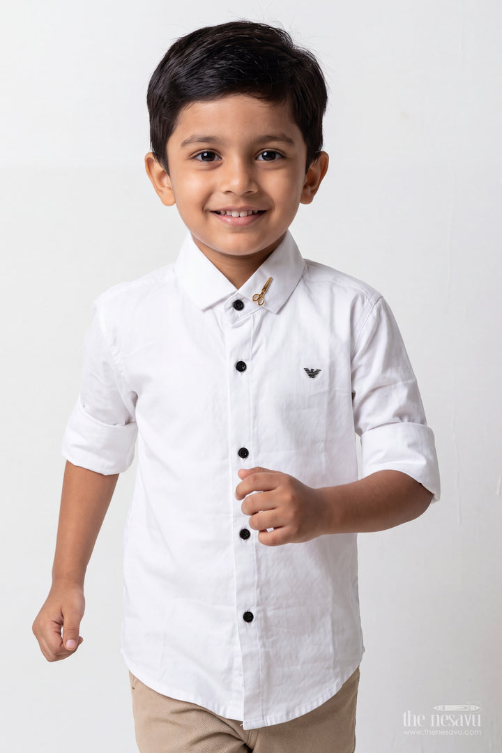 Boys Casual Shirt in White for Festive Gatherings