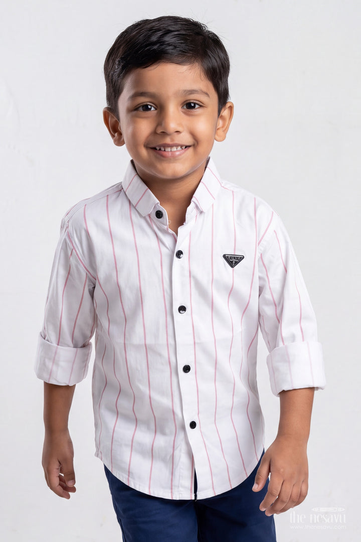 Boys Casual Shirt in Off White for Celebrations and Photos