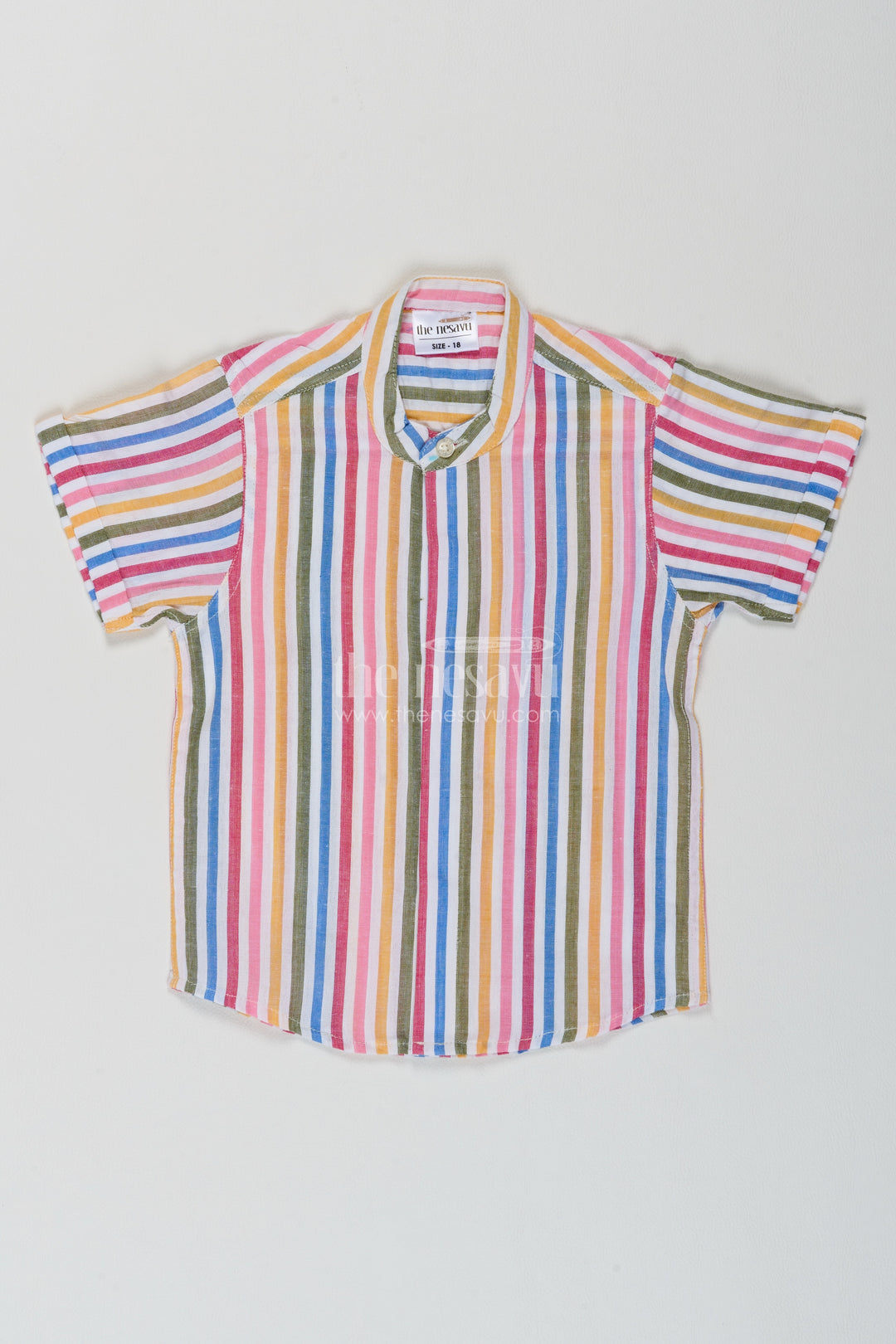 Boys Multicolour Cotton Bright Vertical Stripes Shirt