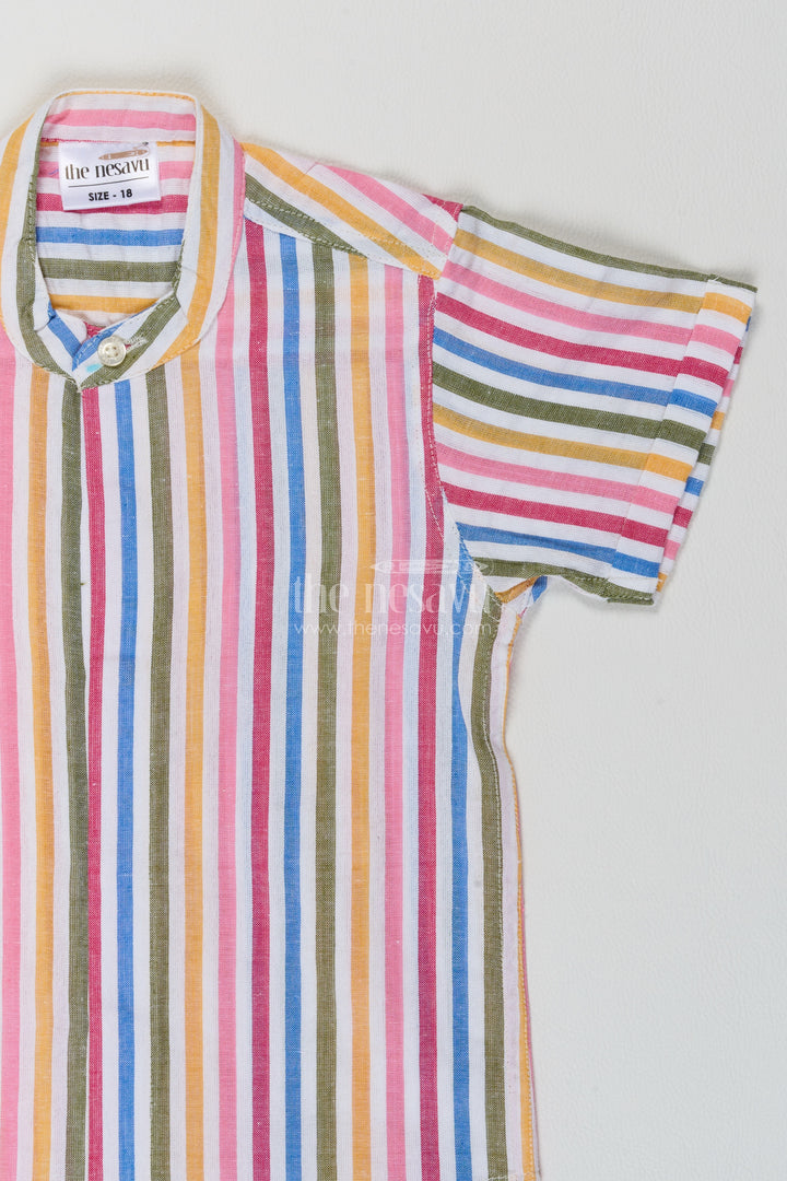 Boys Multicolour Cotton Bright Vertical Stripes Shirt