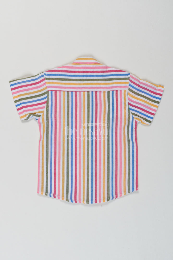 Boys Multicolour Cotton Bright Vertical Stripes Shirt