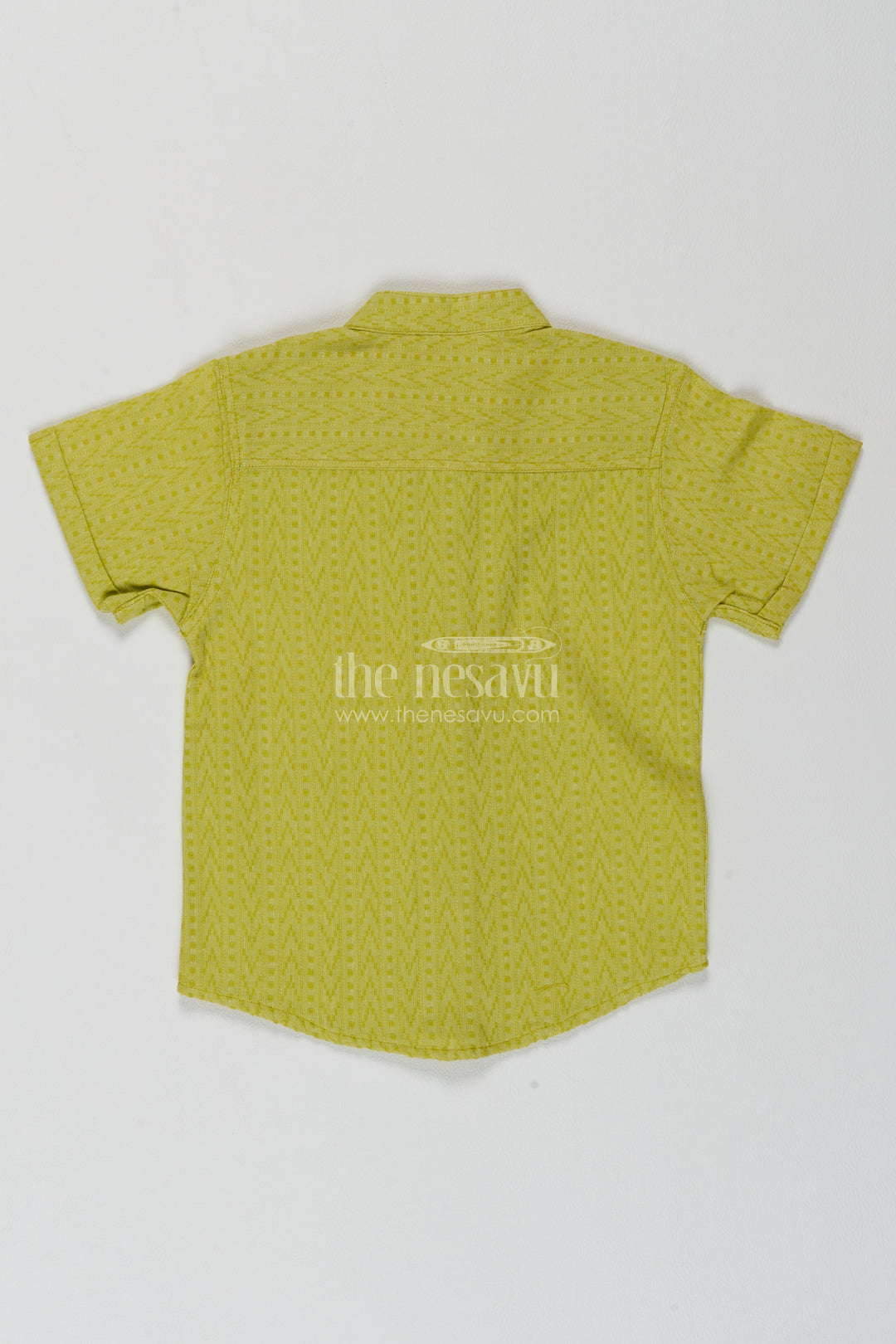 Boys Lime Green Tonal Texture Cotton Shirt