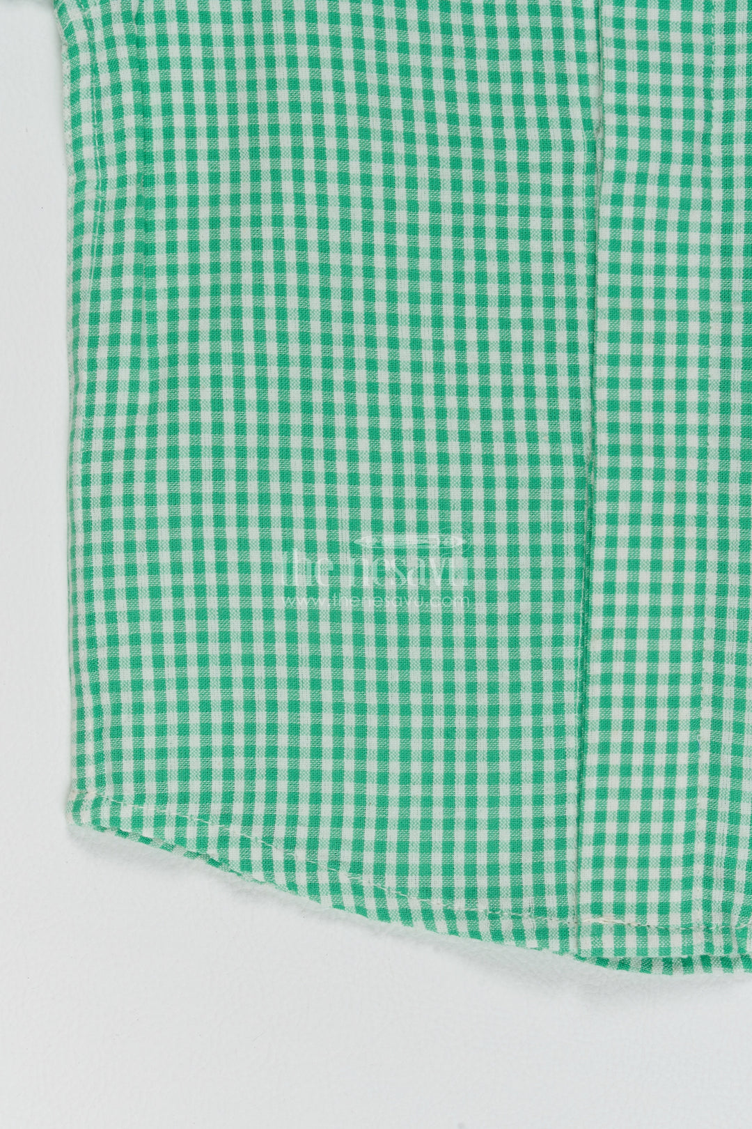 Boys Green Cotton Small Gingham Shirt