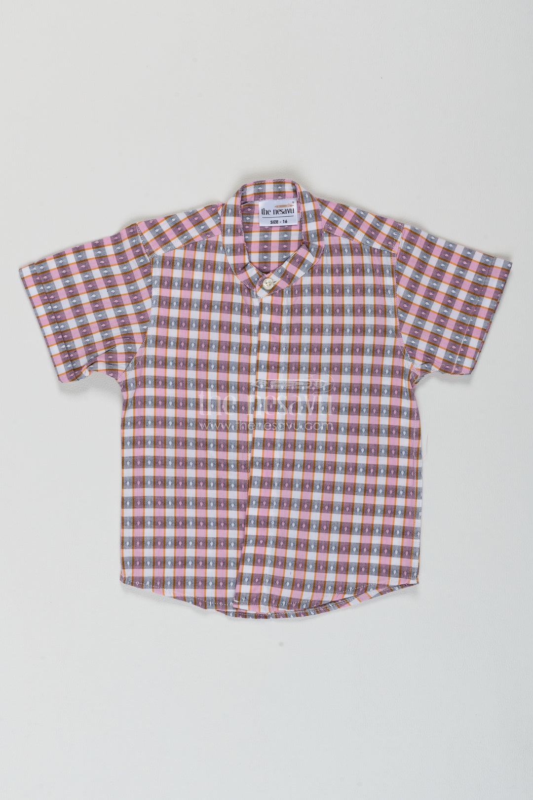 Boys Cotton Shirt in Multicolour with Tiny Motif Checks