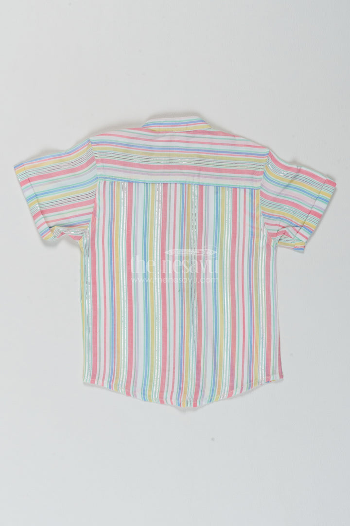 Boys Pastel Multicolour Cotton Muted Vertical Stripes Shirt