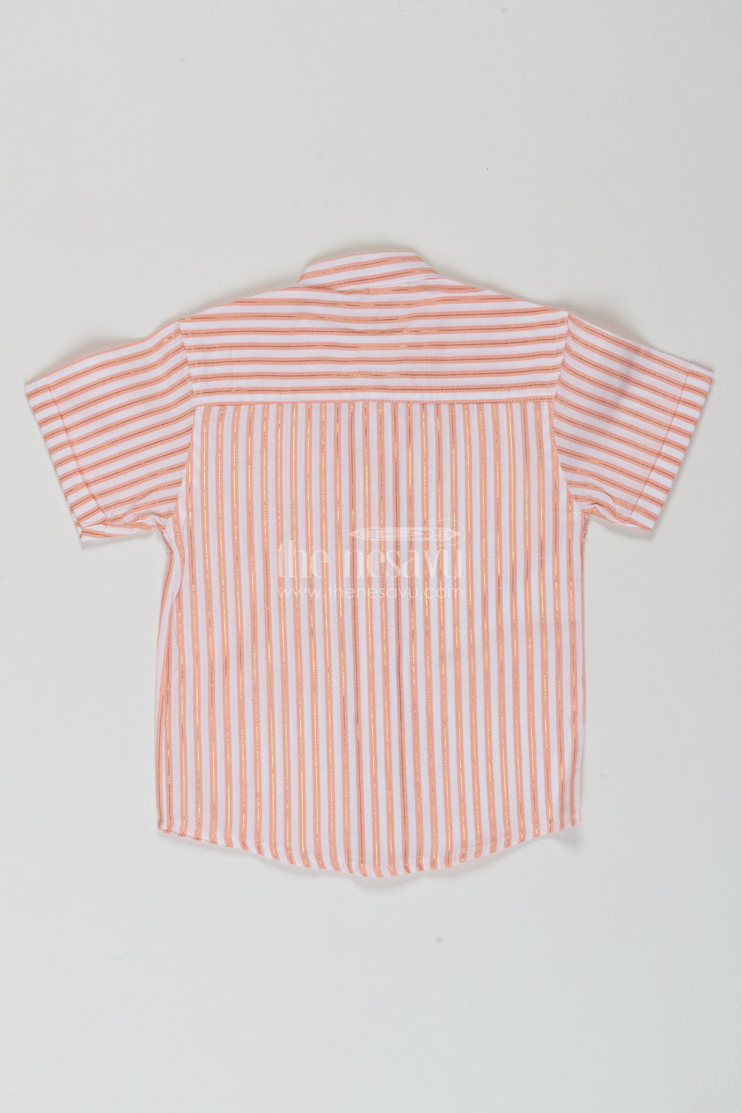 Boys Peach Narrow Stripes Cotton Shirt