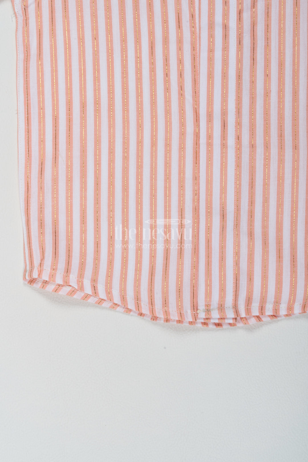 Boys Peach Narrow Stripes Cotton Shirt