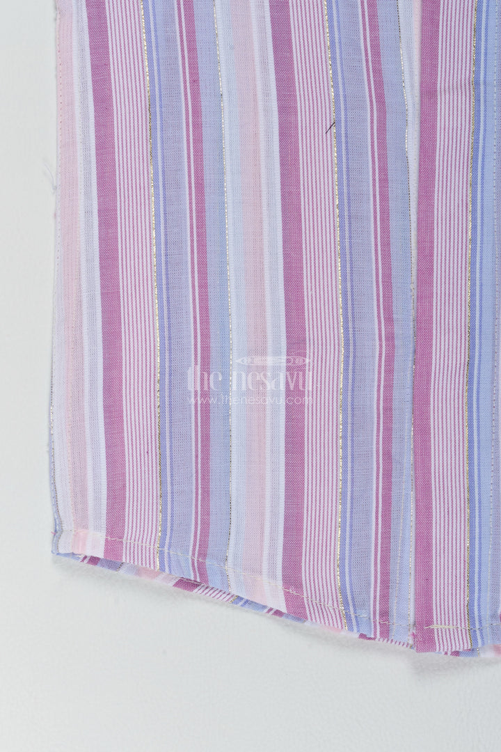 Boys Grey Cotton Mixed Width Stripes Shirt