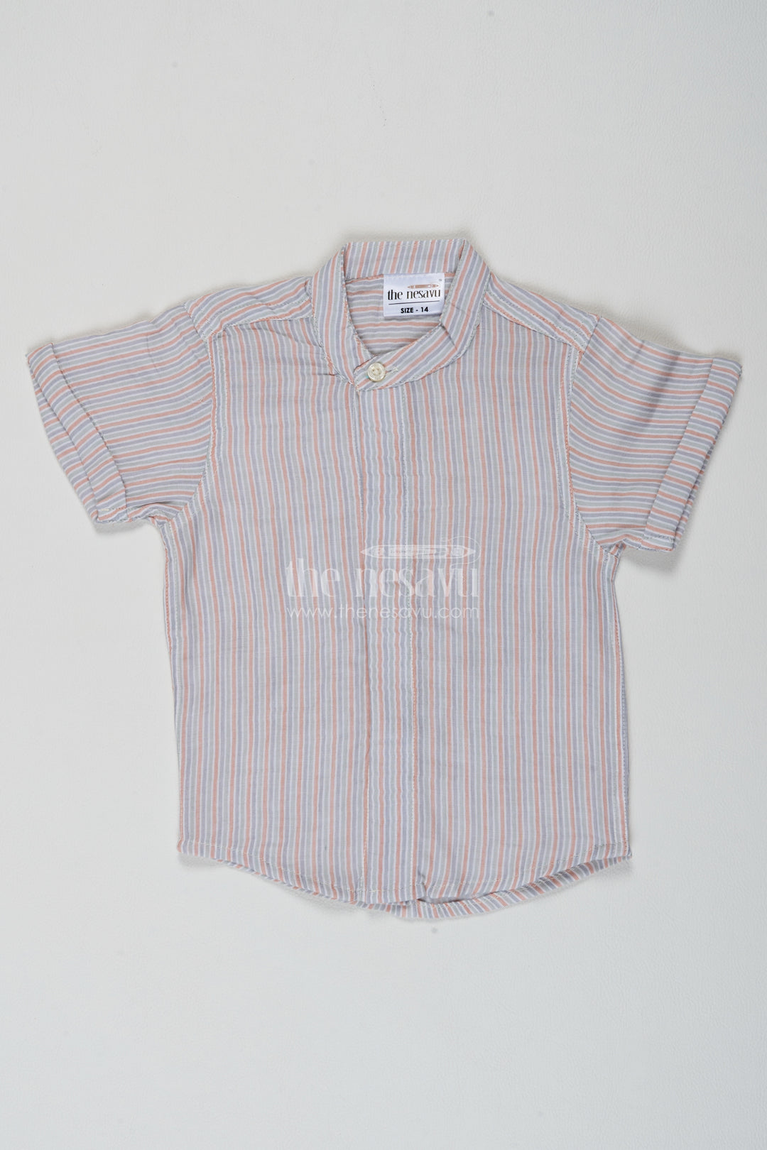 Boys Sage Multicolour Fine Muted Stripes Muslin Cotton Shirt