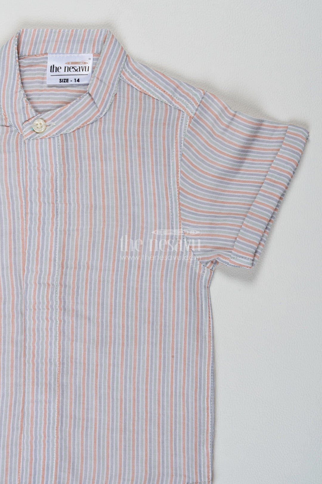 Boys Sage Multicolour Fine Muted Stripes Muslin Cotton Shirt
