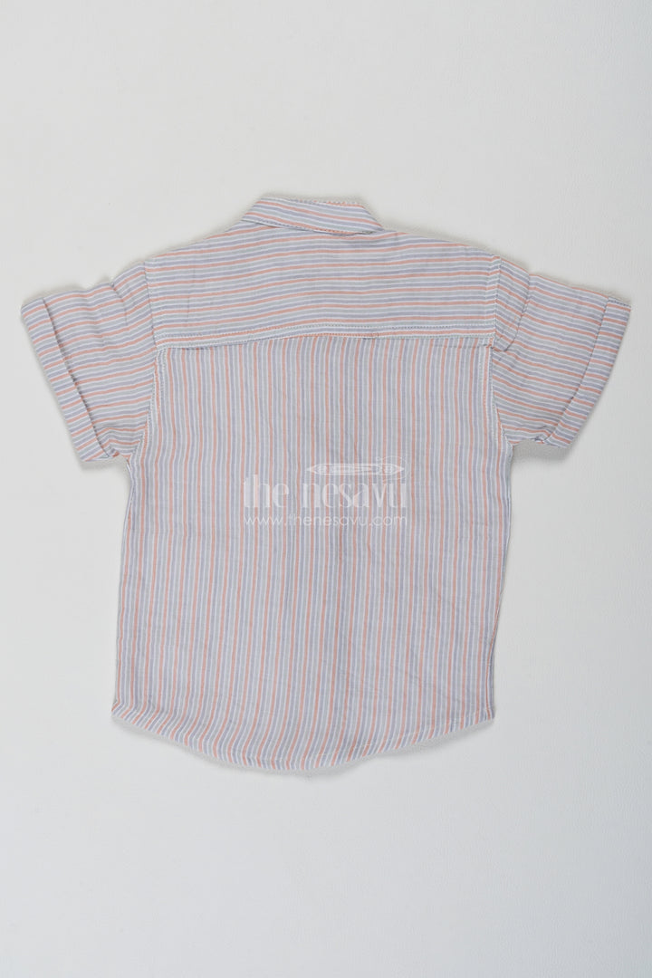 Boys Sage Multicolour Fine Muted Stripes Muslin Cotton Shirt