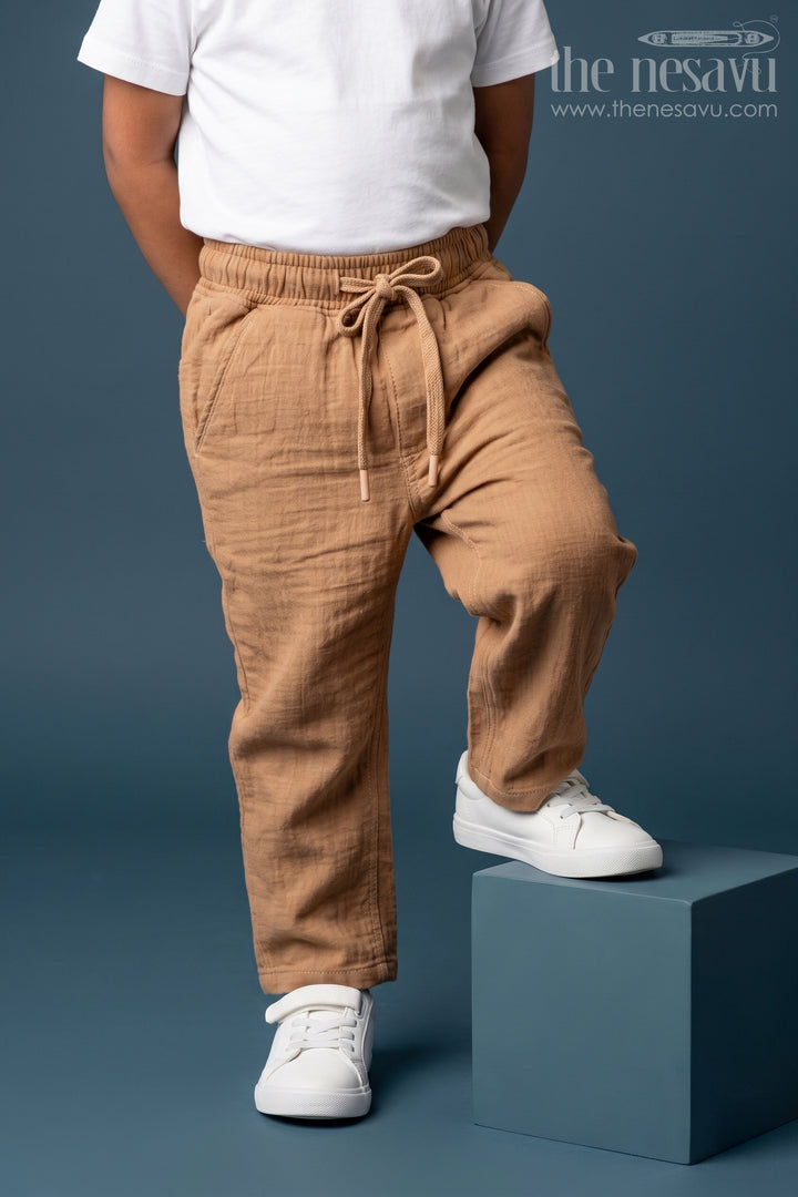 Boys Breathable Muslin Cotton Pants for Casual Outings and Play