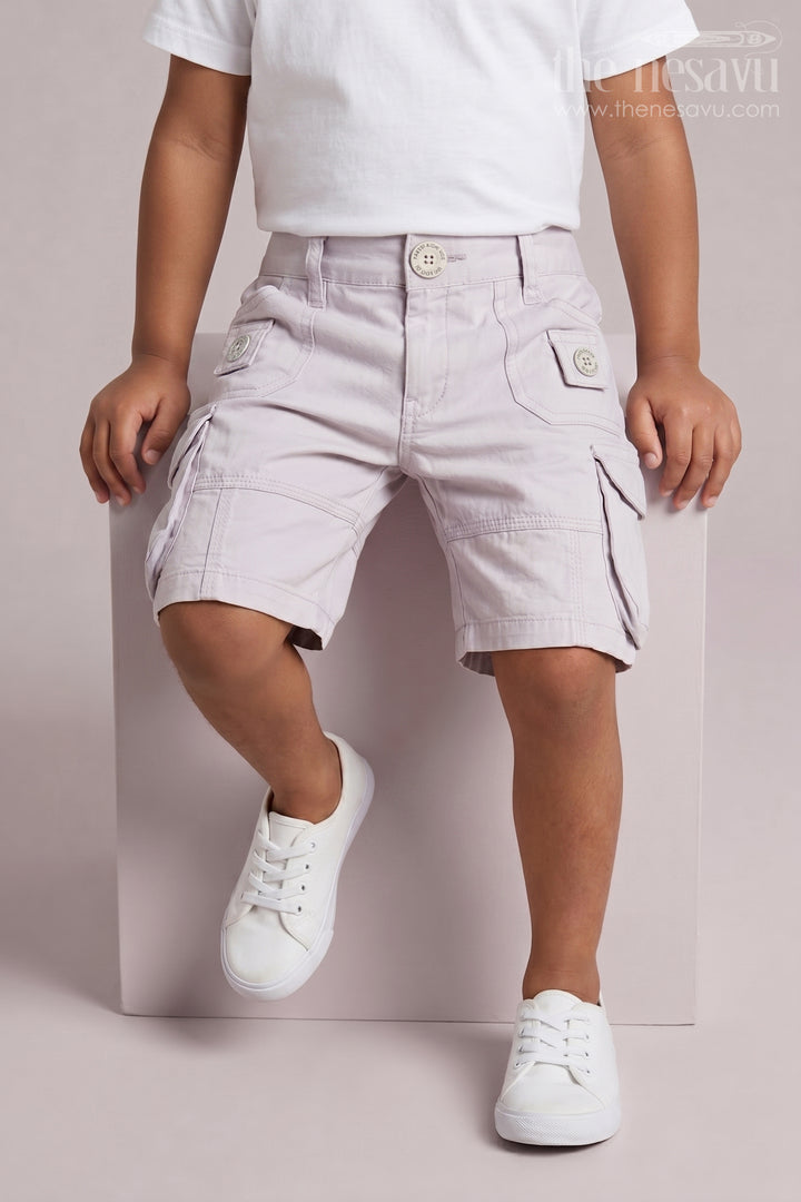 White Cargo Cotton Boys Bermuda Shorts
