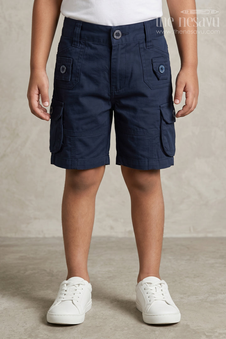 Navy Cotton Boys Dress Shorts