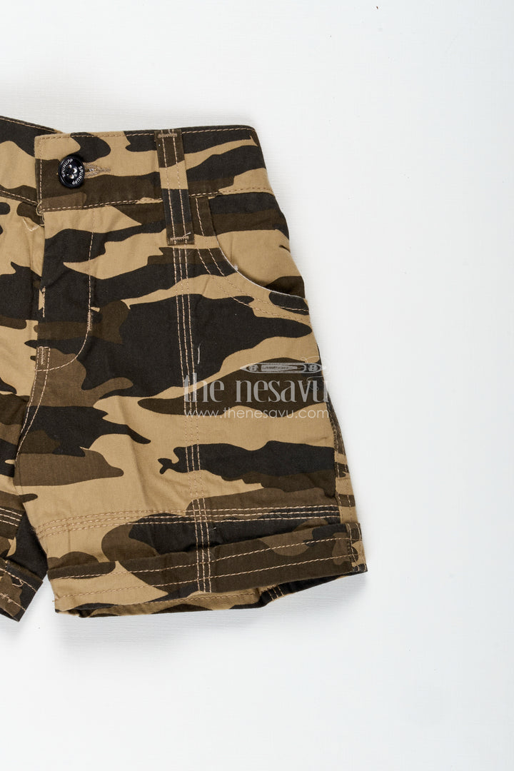 Boys Cotton Camouflage Shorts with Stitch Details in Cotton Shorts Frock Style