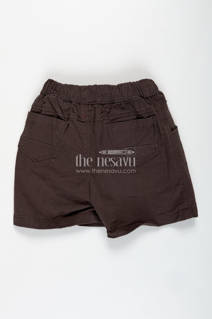 Boys Cotton Printed Shorts in Charcoal Grey with Drawstring Waist in Printed Shorts Dress Style