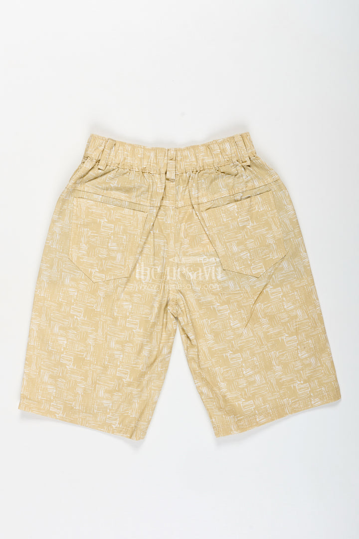 Boys Digital Printed Shorts in Muted Yellow with Soft Cotton Blend and Casual Comfort Fit
